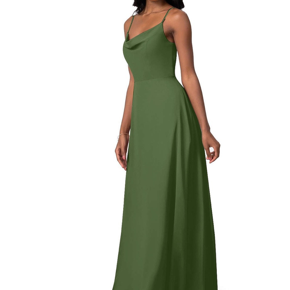 Elegant Green Spaghetti Strap Dress - A Line Chiffon